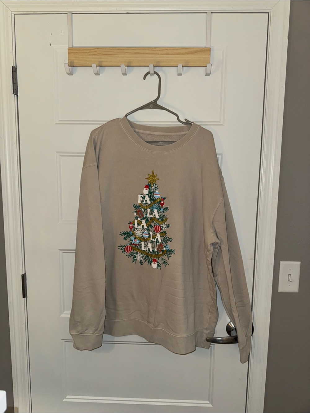 Taupe Christmas Tree Graphic Crewneck Sweatshirt